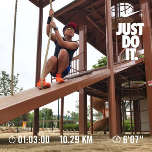 尼崎城横にある公園を独占だ。